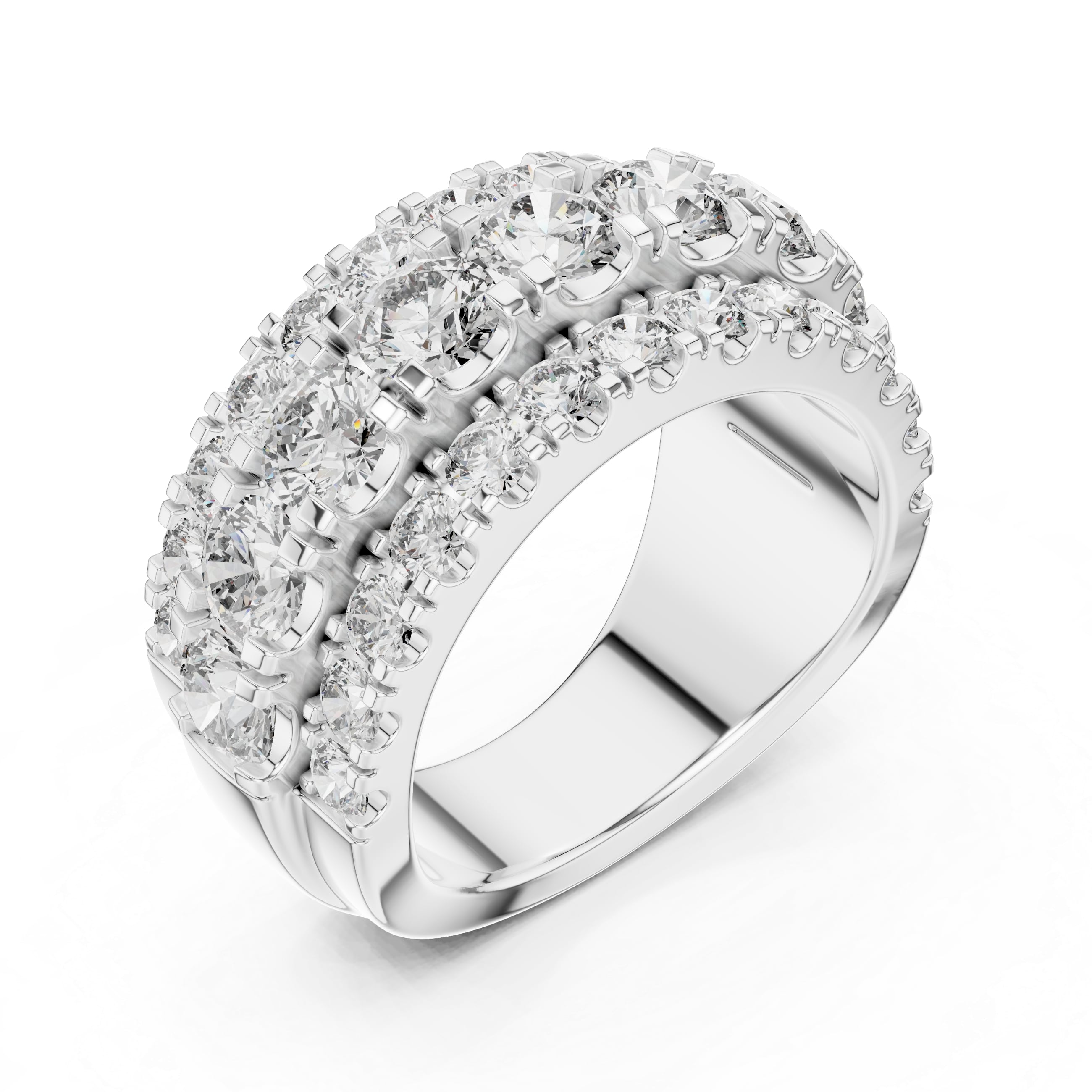 Triple-Row Moissanite Eternity Band | 2.70 CT Center + 1.56 CT Pavé | Wide Dome Luxury Ring for Wedding or Anniversary
