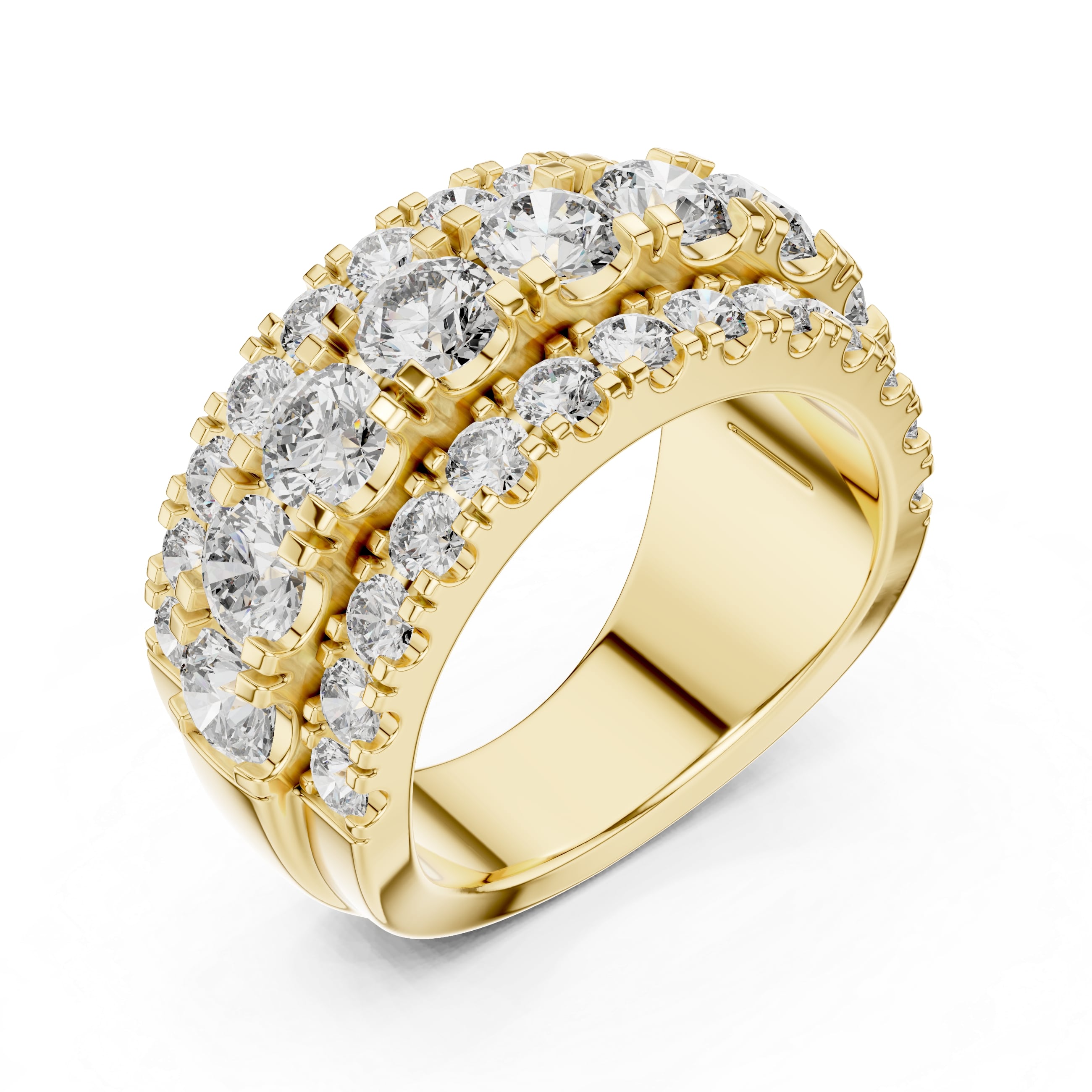 Triple-Row Moissanite Eternity Band | 2.70 CT Center + 1.56 CT Pavé | Wide Dome Luxury Ring for Wedding or Anniversary