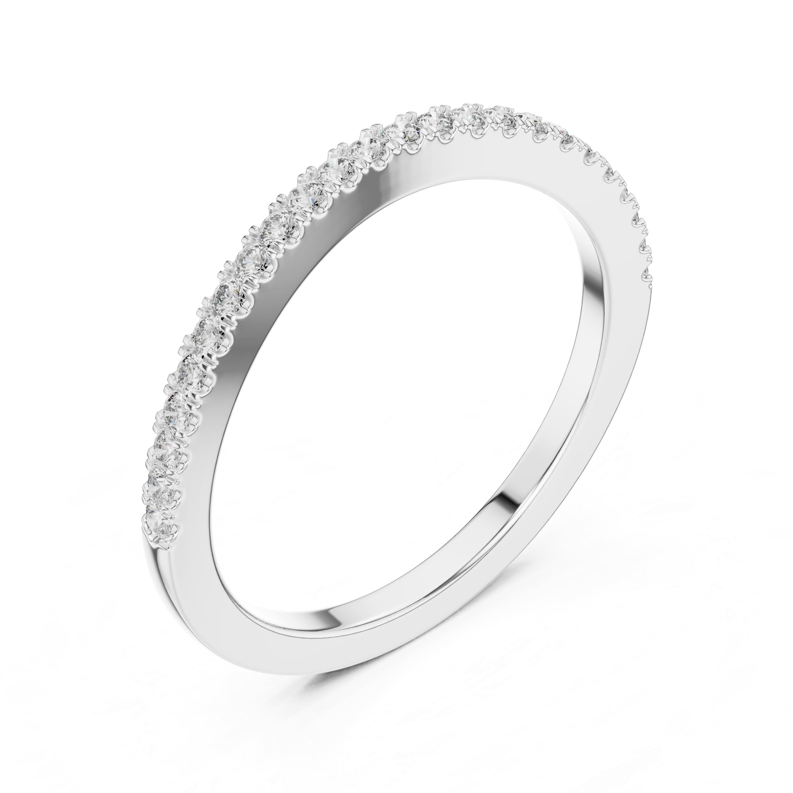 Classic Moissanite Half-Eternity Band for Women - Dainty Stackable Wedding & Anniversary Ring in 925 Silver or 10K/14K Gold | The Elisora Jewels