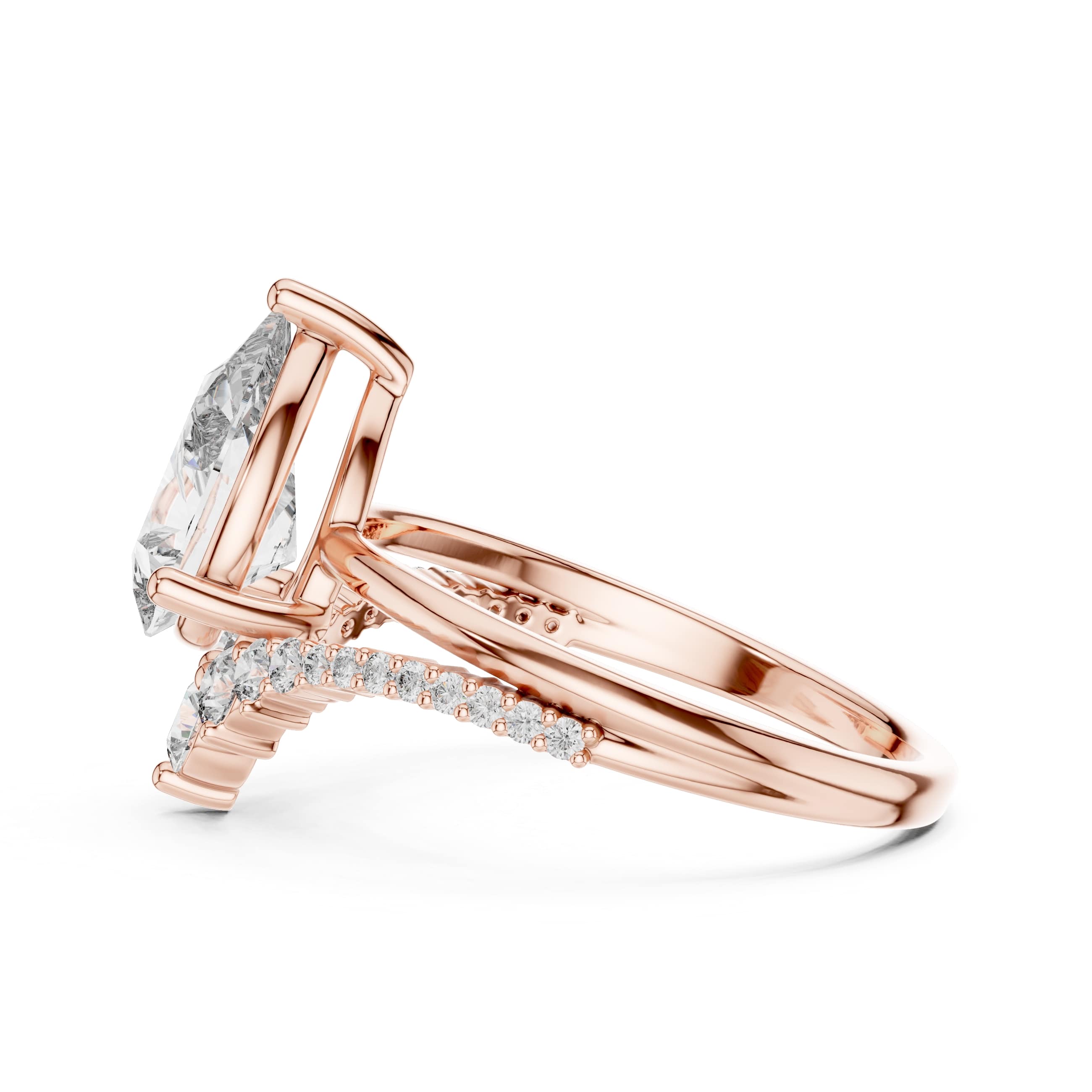 Marquise Cut Halo Moissanite Engagement Ring with Dual Pavé Bands - 2.00 CT Elegant Split Design in 10K/14K Gold or Silver | The Elisora Jewels