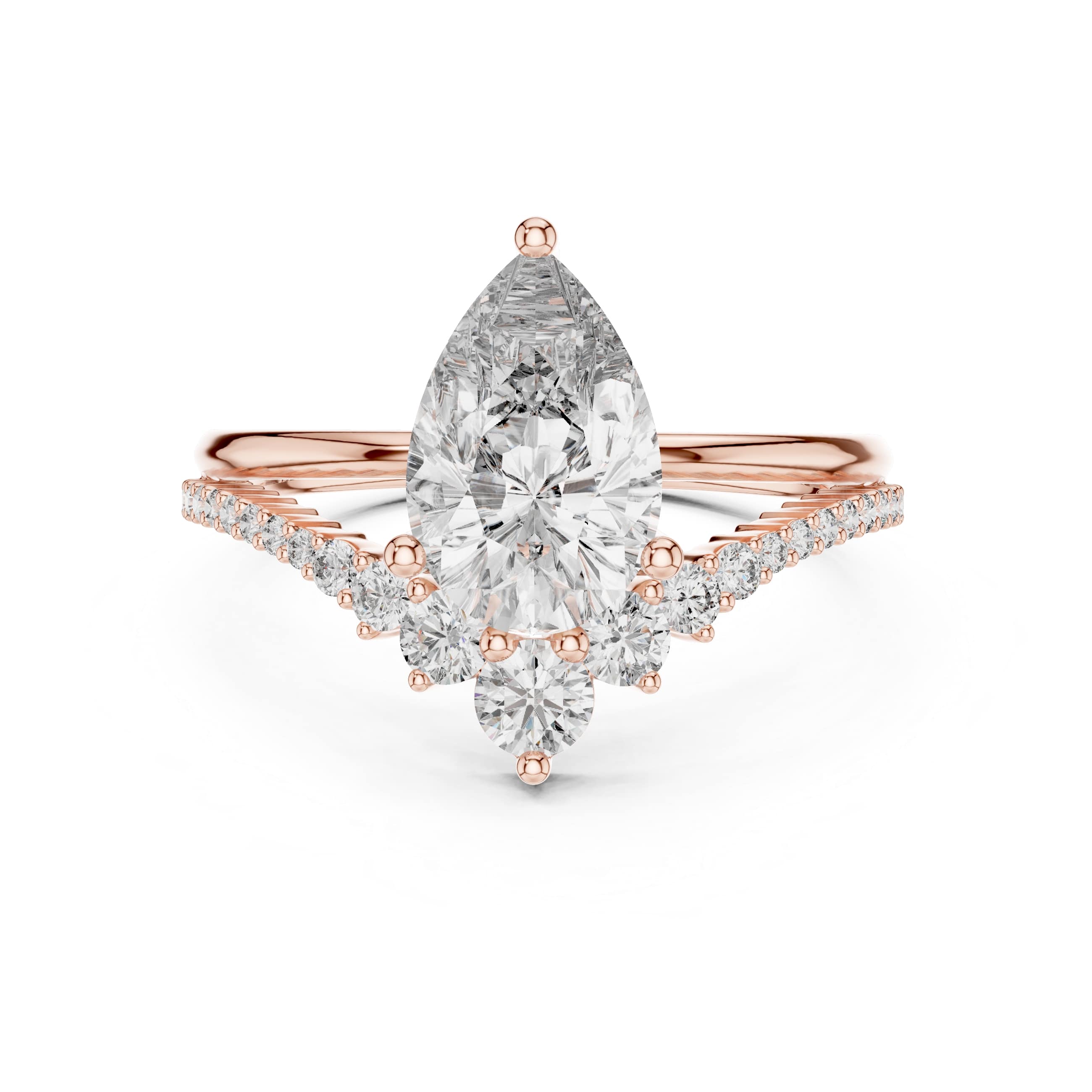 Marquise Cut Halo Moissanite Engagement Ring with Dual Pavé Bands - 2.00 CT Elegant Split Design in 10K/14K Gold or Silver | The Elisora Jewels