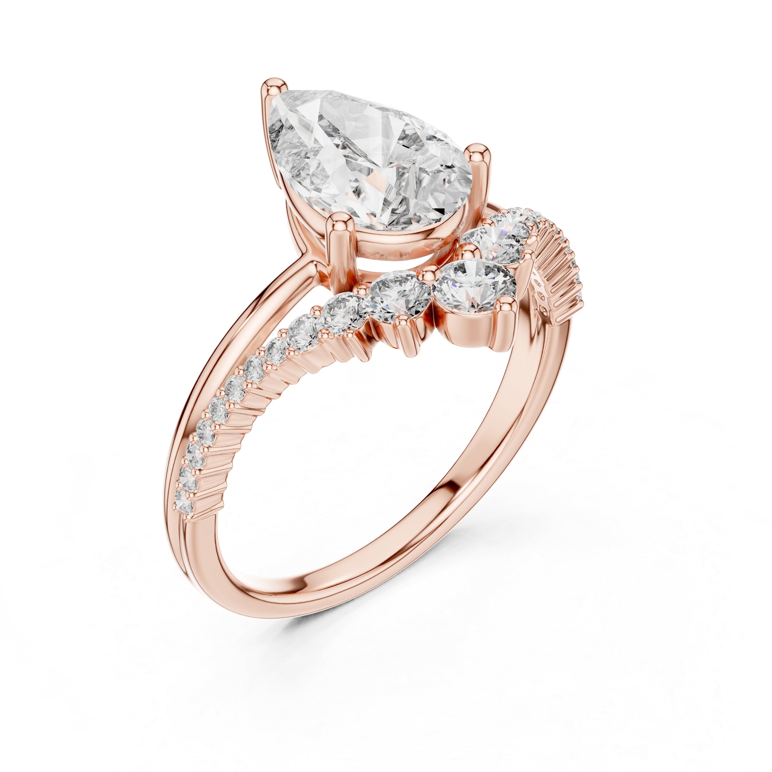 Marquise Cut Halo Moissanite Engagement Ring with Dual Pavé Bands - 2.00 CT Elegant Split Design in 10K/14K Gold or Silver | The Elisora Jewels