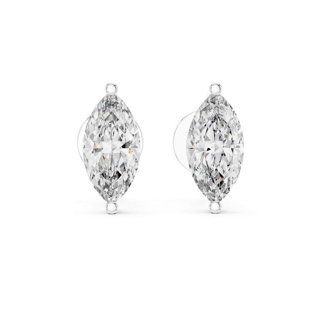 Marquise-Cut Solitaire Stud Earrings - 0.75 CT Each | Elegant Minimalist Marquise Gemstone Studs for Everyday Luxury