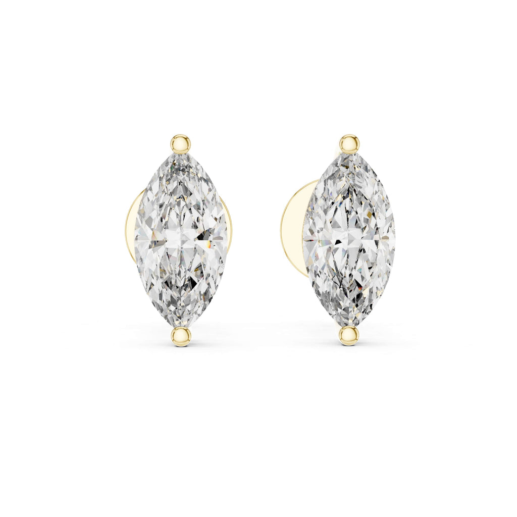 Marquise-Cut Solitaire Stud Earrings - 0.75 CT Each | Elegant Minimalist Marquise Gemstone Studs for Everyday Luxury
