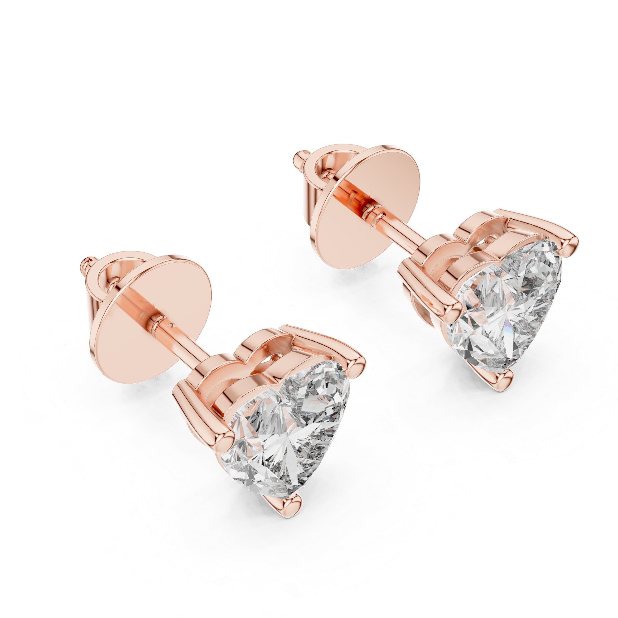 Heart-Shaped Solitaire Stud Earrings - 0.75 CT Each | Dainty Prong-Set Heart Studs for Everyday Elegance