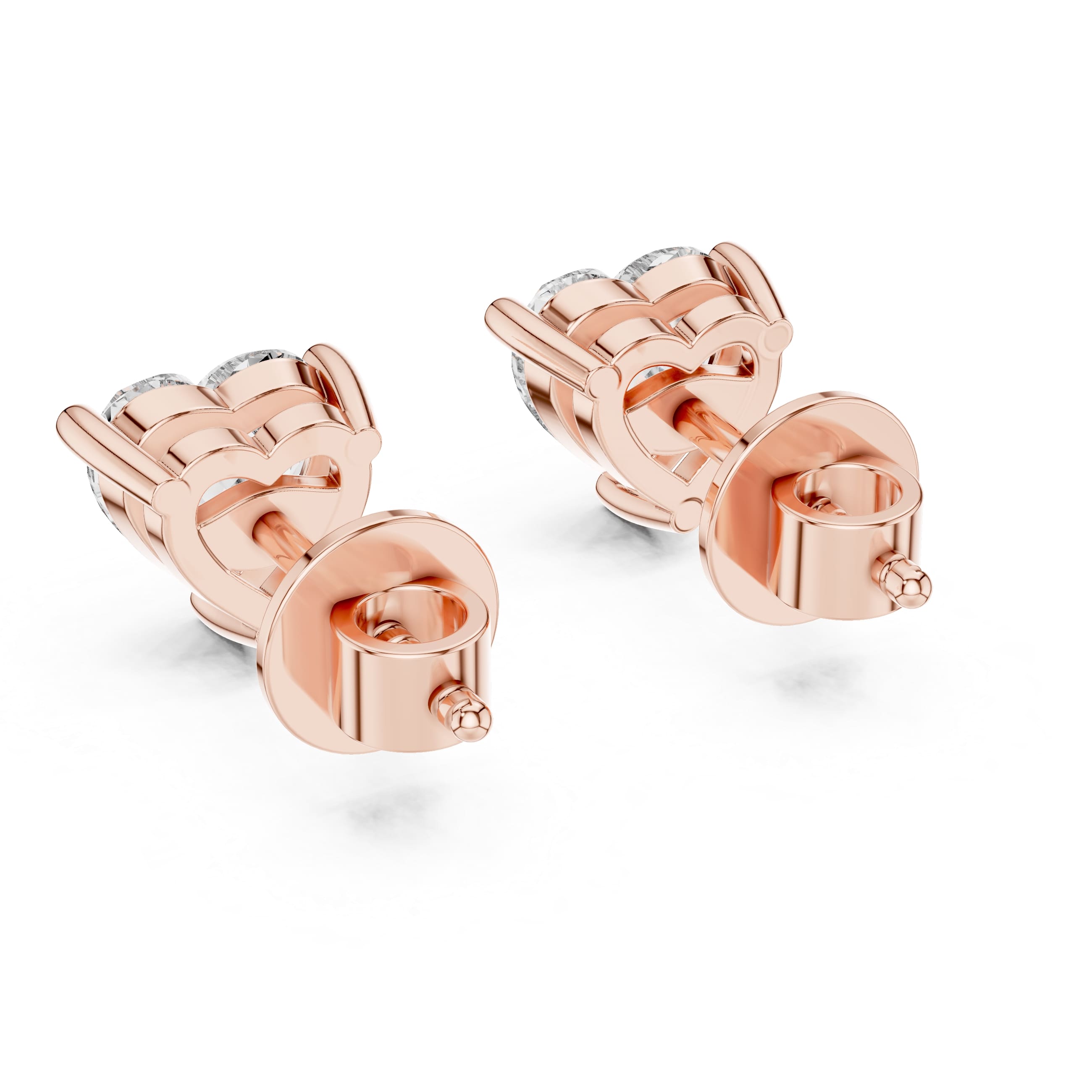 Heart-Shaped Solitaire Stud Earrings - 0.75 CT Each | Dainty Prong-Set Heart Studs for Everyday Elegance