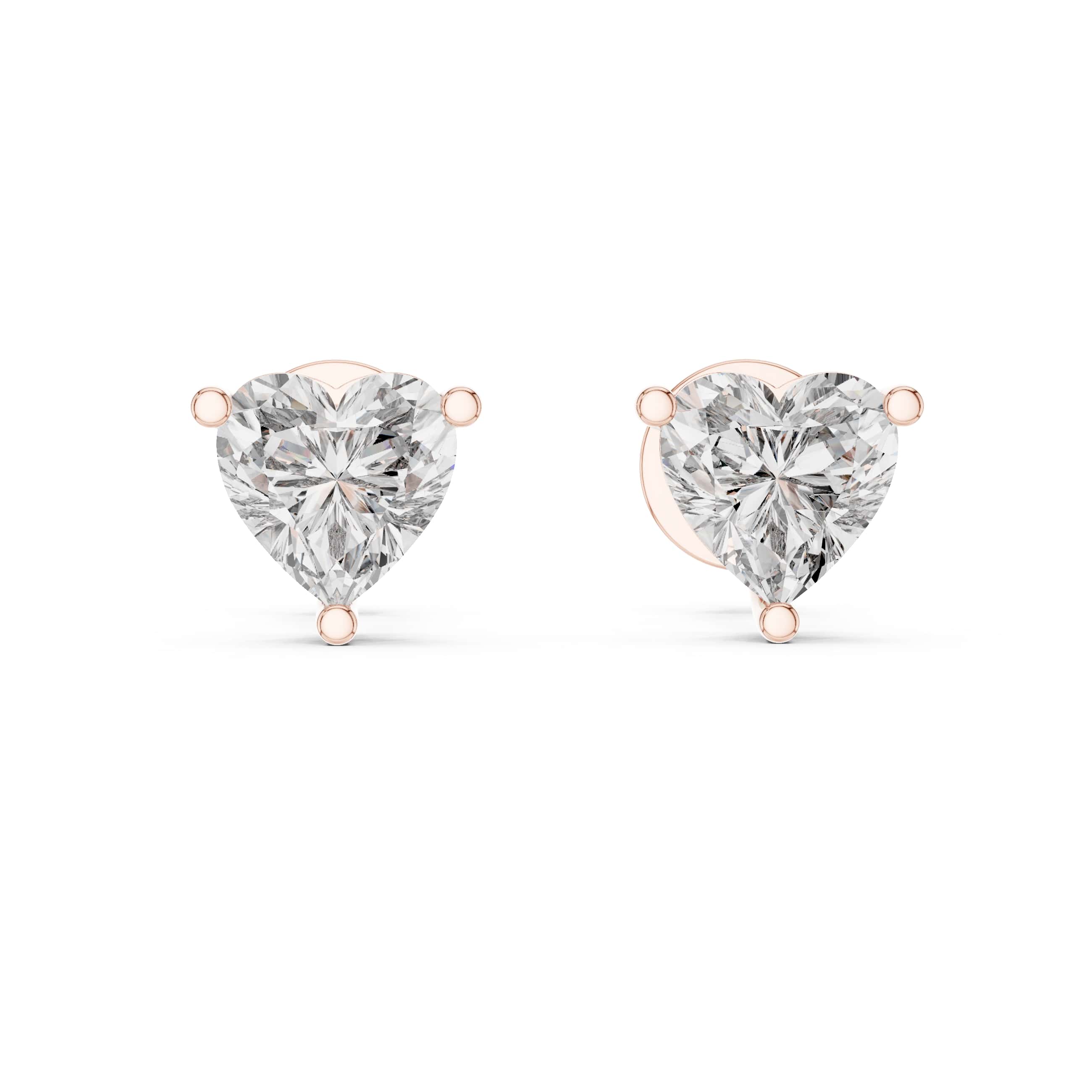 Heart-Shaped Solitaire Stud Earrings - 0.75 CT Each | Dainty Prong-Set Heart Studs for Everyday Elegance