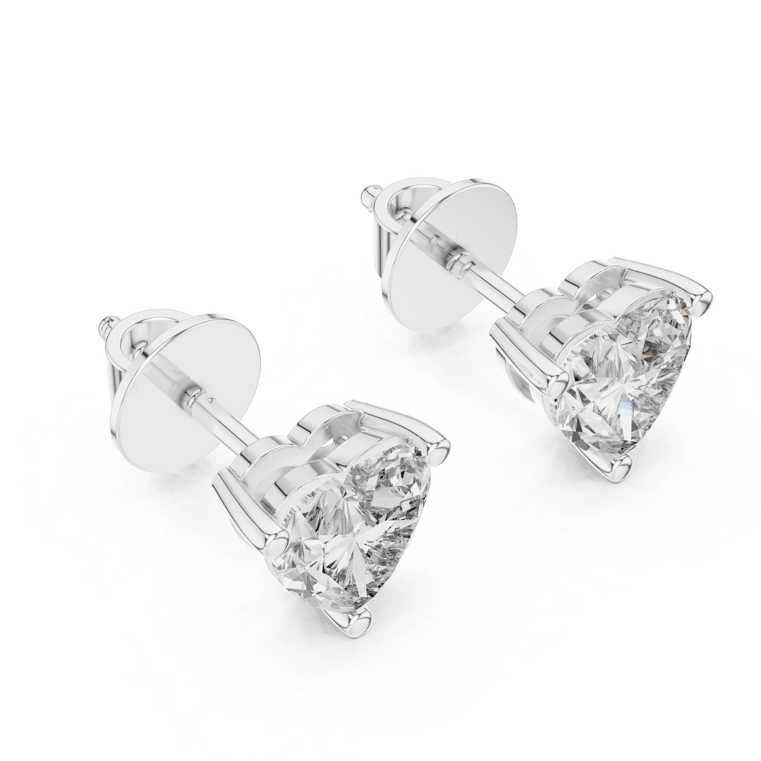 Heart-Shaped Solitaire Stud Earrings - 0.75 CT Each | Dainty Prong-Set Heart Studs for Everyday Elegance