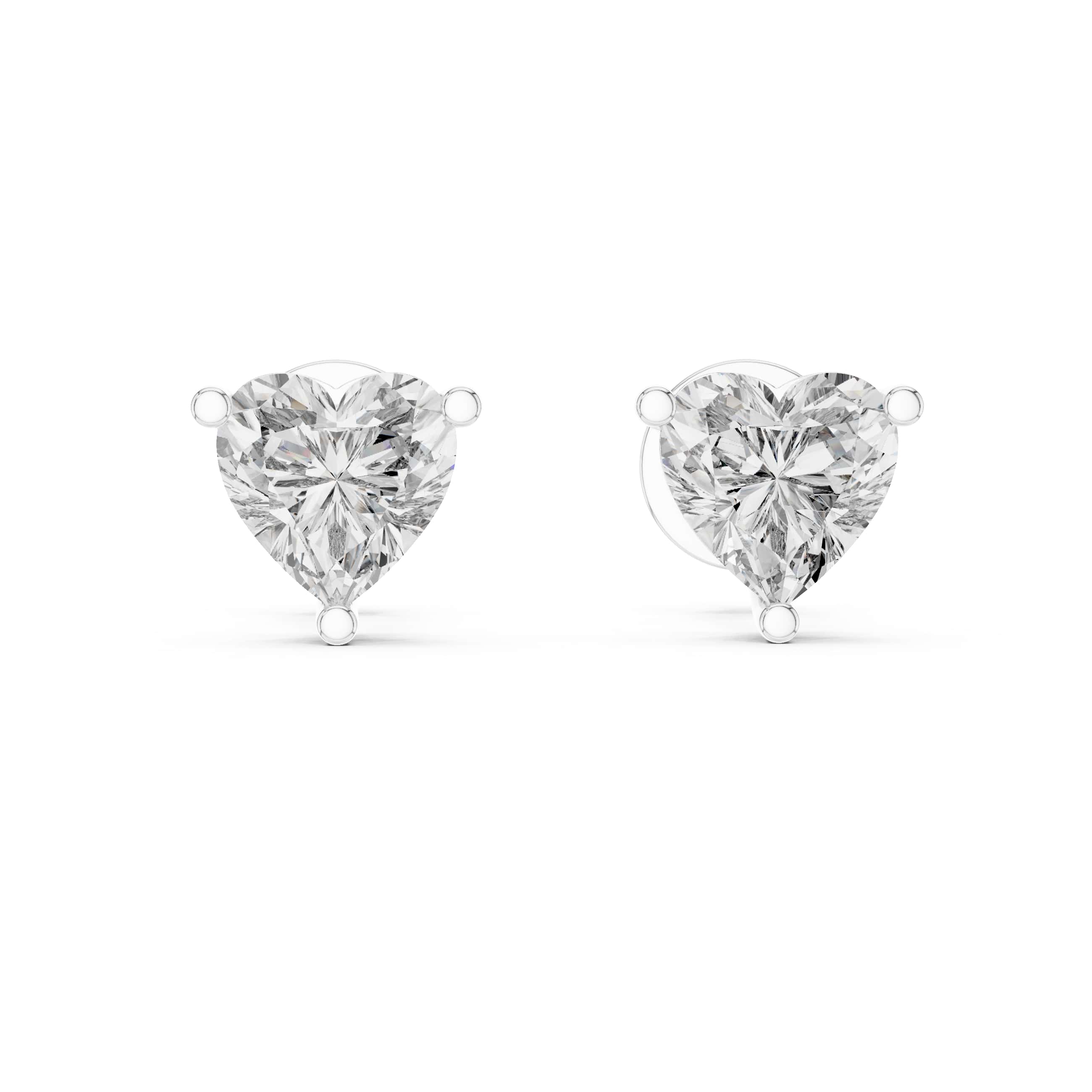 Heart-Shaped Solitaire Stud Earrings - 0.75 CT Each | Dainty Prong-Set Heart Studs for Everyday Elegance