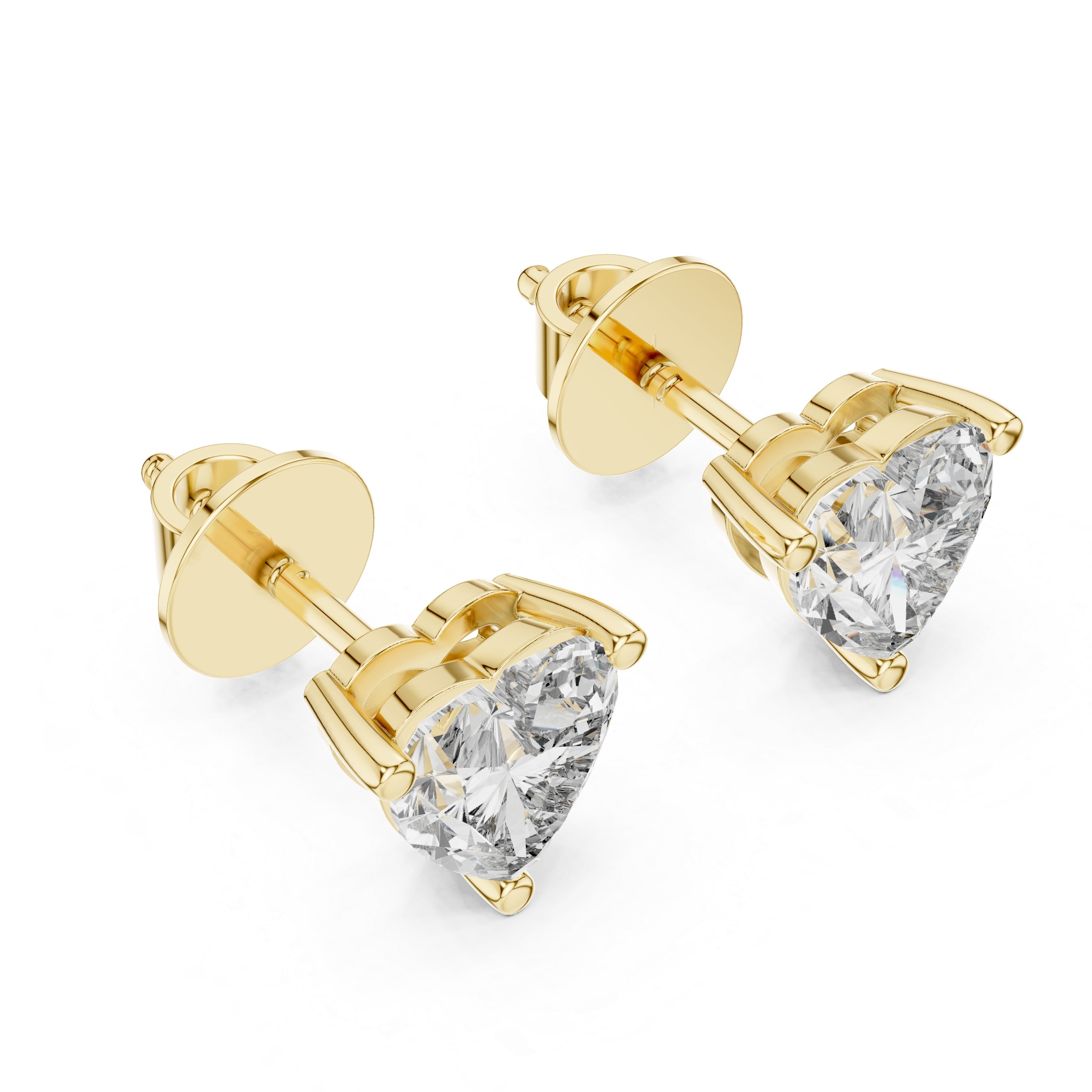 Heart-Shaped Solitaire Stud Earrings - 0.75 CT Each | Dainty Prong-Set Heart Studs for Everyday Elegance
