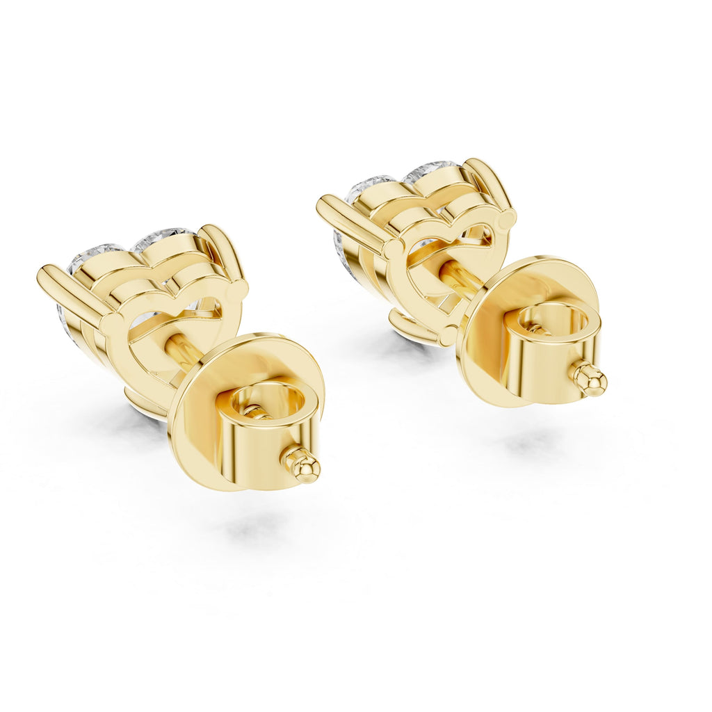 Heart-Shaped Solitaire Stud Earrings - 0.75 CT Each | Dainty Prong-Set Heart Studs for Everyday Elegance