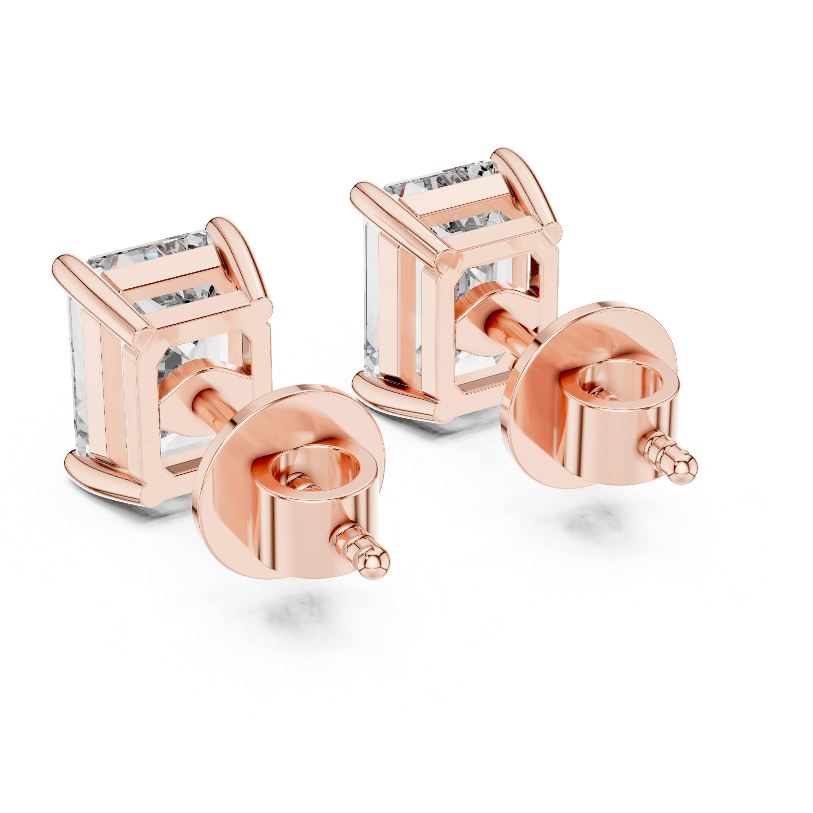 Emerald-Cut Solitaire Stud Earrings - 1.25 CT Each | 7.5×5.5mm Minimalist Rectangle Studs for Everyday Elegance