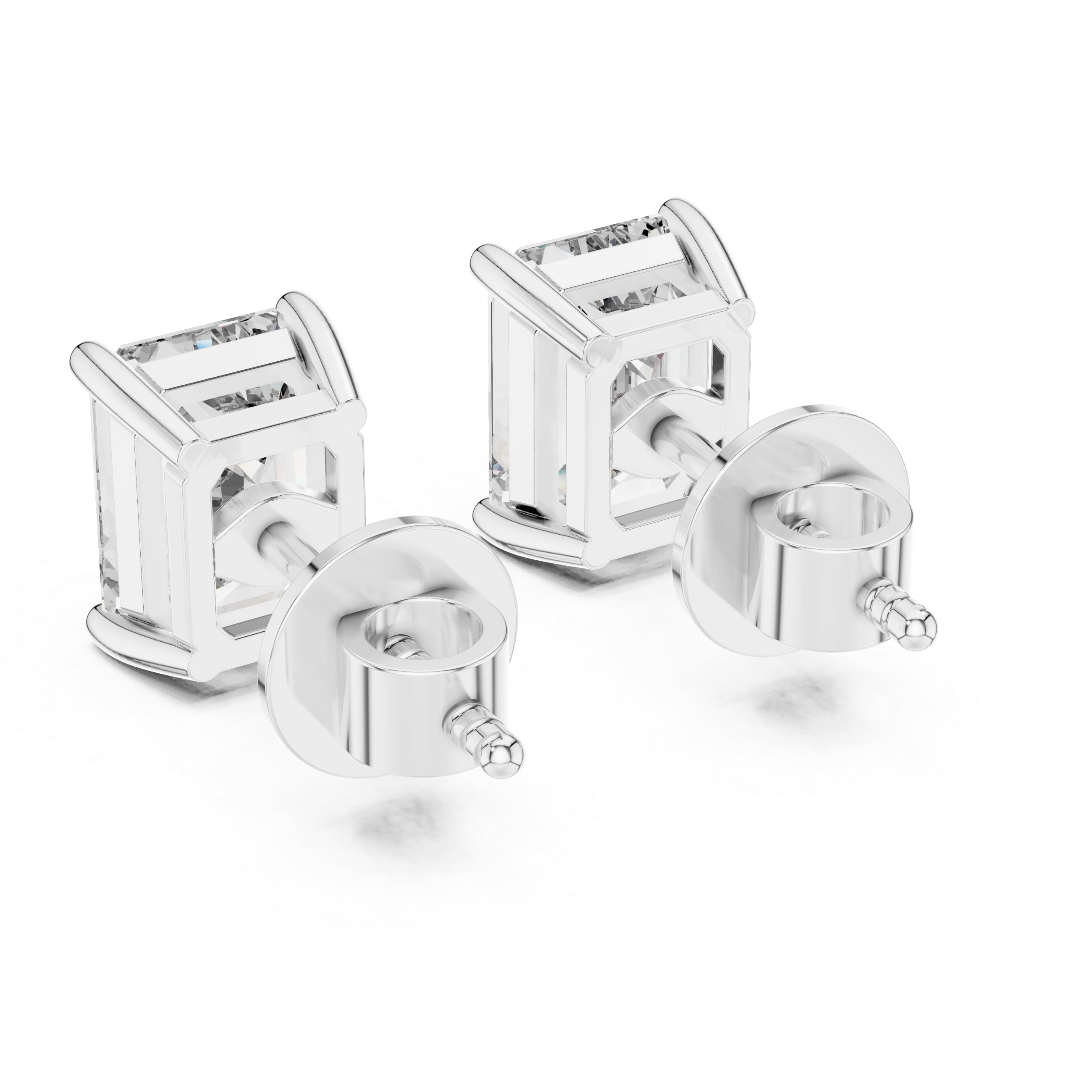 Emerald-Cut Solitaire Stud Earrings - 1.25 CT Each | 7.5×5.5mm Minimalist Rectangle Studs for Everyday Elegance