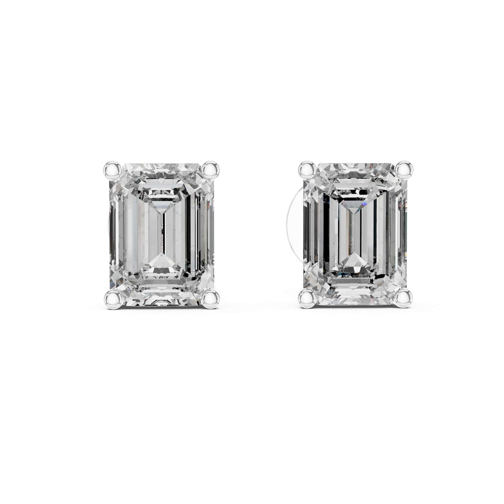Emerald-Cut Solitaire Stud Earrings - 1.25 CT Each | 7.5×5.5mm Minimalist Rectangle Studs for Everyday Elegance