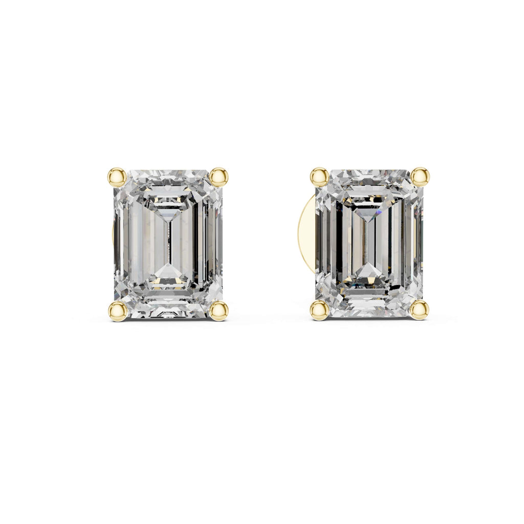 Emerald-Cut Solitaire Stud Earrings - 1.25 CT Each | 7.5×5.5mm Minimalist Rectangle Studs for Everyday Elegance