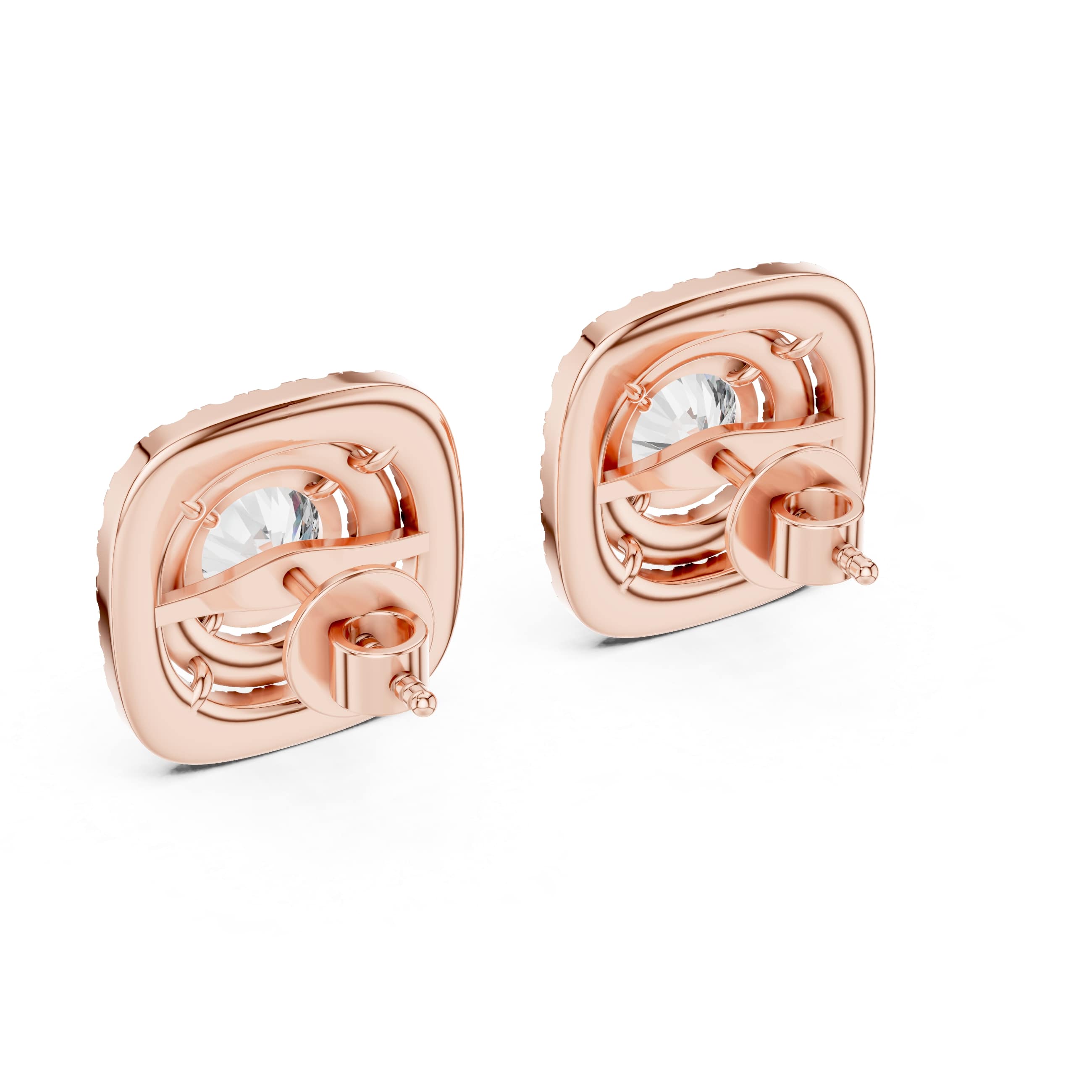 Triple Halo Cushion Diamond Stud Earrings with Layered Brilliance - 1.25 CT Each Luxury Statement Studs | The Elisora Jewels