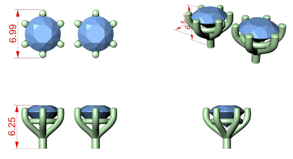 Elegant Six-Prong Round Solitaire Stud Earrings | Minimalist Gold Studs | Classic Round-Cut Gemstone Earrings | Dainty Everyday Earrings