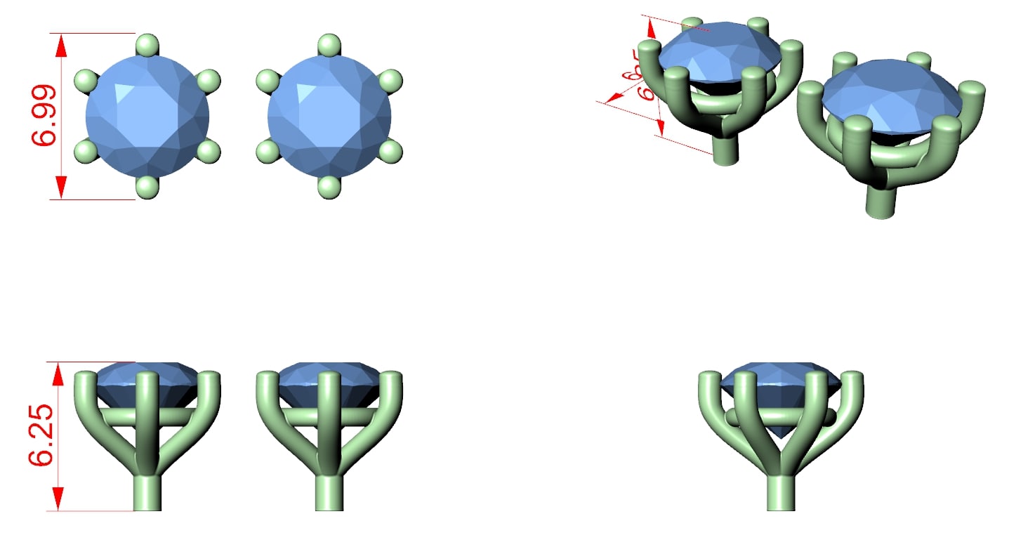 Elegant Six-Prong Round Solitaire Stud Earrings | Minimalist Gold Studs | Classic Round-Cut Gemstone Earrings | Dainty Everyday Earrings