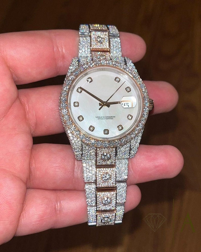 Elisora Iced Moissanite Automatic Watch - 29 CT VVS1 Diamond-Studded 904 Stainless Steel | Luxury Hip-Hop Statement Timepiece