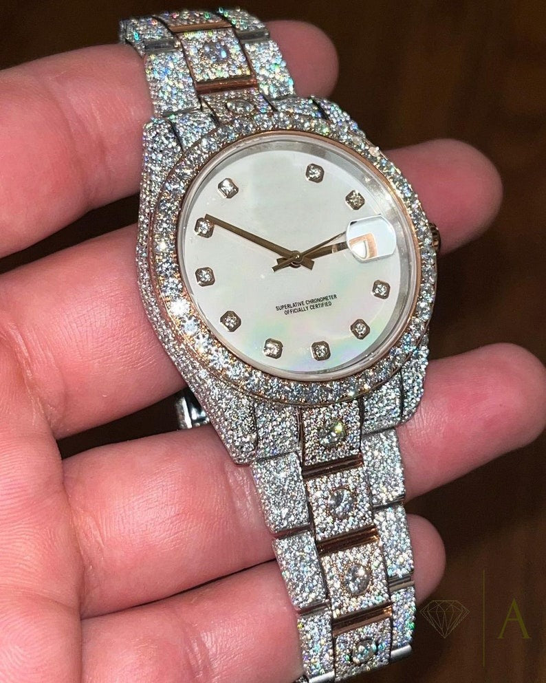 Elisora Iced Moissanite Automatic Watch - 29 CT VVS1 Diamond-Studded 904 Stainless Steel | Luxury Hip-Hop Statement Timepiece