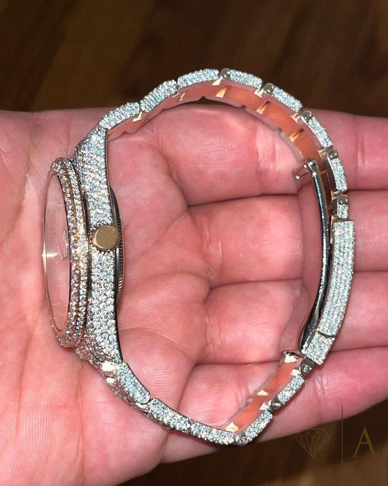 Elisora Iced Moissanite Automatic Watch - 29 CT VVS1 Diamond-Studded 904 Stainless Steel | Luxury Hip-Hop Statement Timepiece