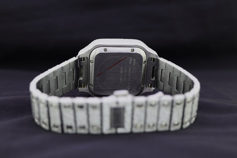 Elisora Square Iced Moissanite Automatic Watch - 20–29 CT VVS1 Diamond-Studded 904 Stainless Steel Luxury Timepiece