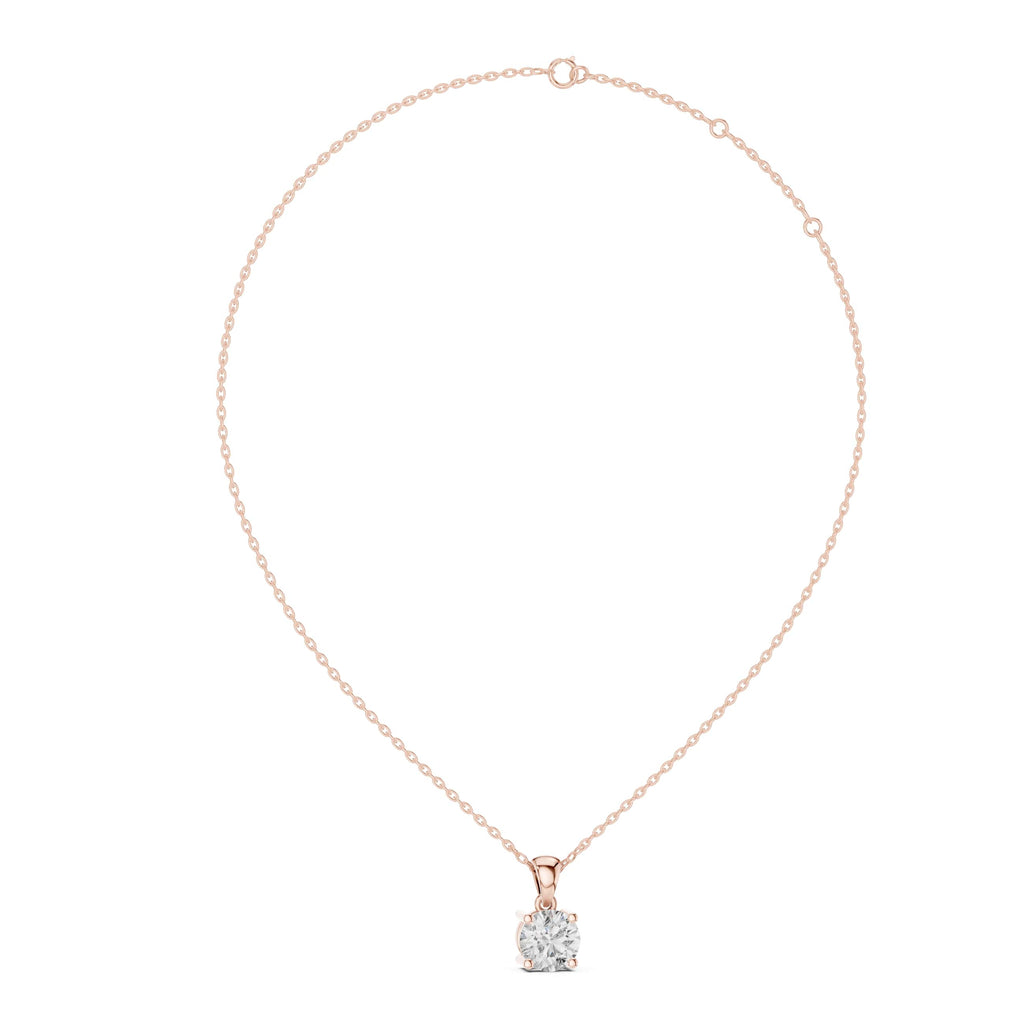 Minimalist Round Solitaire Pendant - 1.00 CT • 6.6mm Stone • Classic Four-Prong Charm for Everyday Elegance