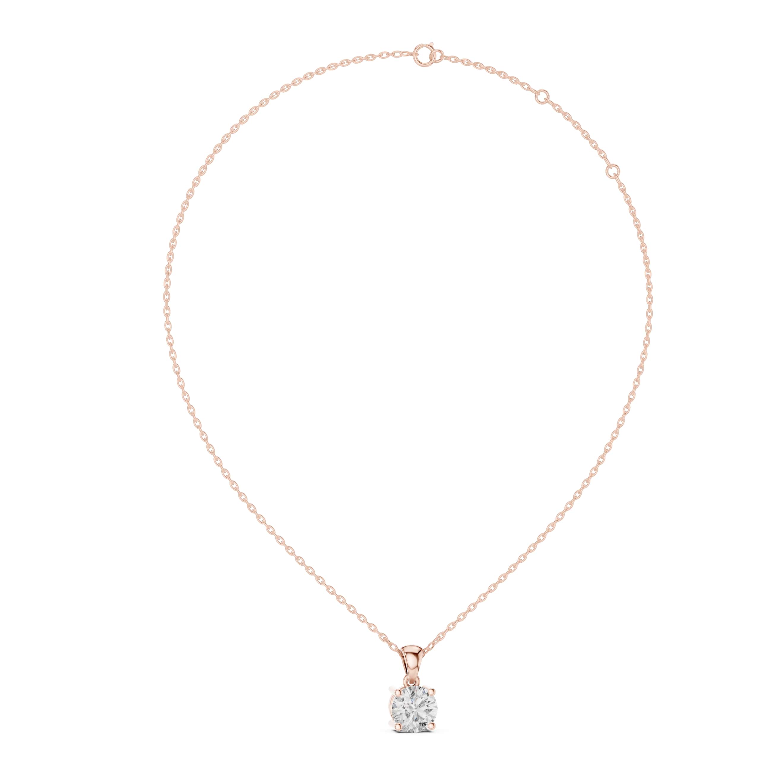 Minimalist Round Solitaire Pendant - 1.00 CT • 6.6mm Stone • Classic Four-Prong Charm for Everyday Elegance