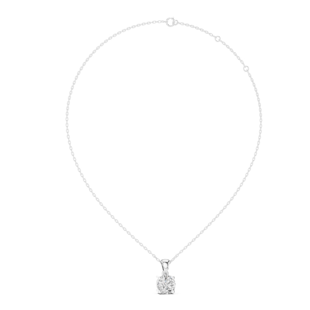 Minimalist Round Solitaire Pendant - 1.00 CT • 6.6mm Stone • Classic Four-Prong Charm for Everyday Elegance