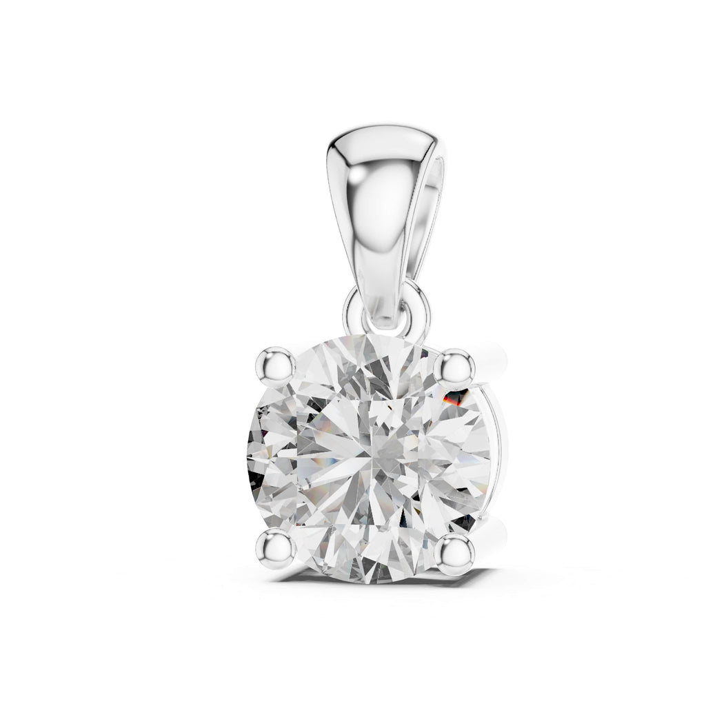 Minimalist Round Solitaire Pendant - 1.00 CT • 6.6mm Stone • Classic Four-Prong Charm for Everyday Elegance