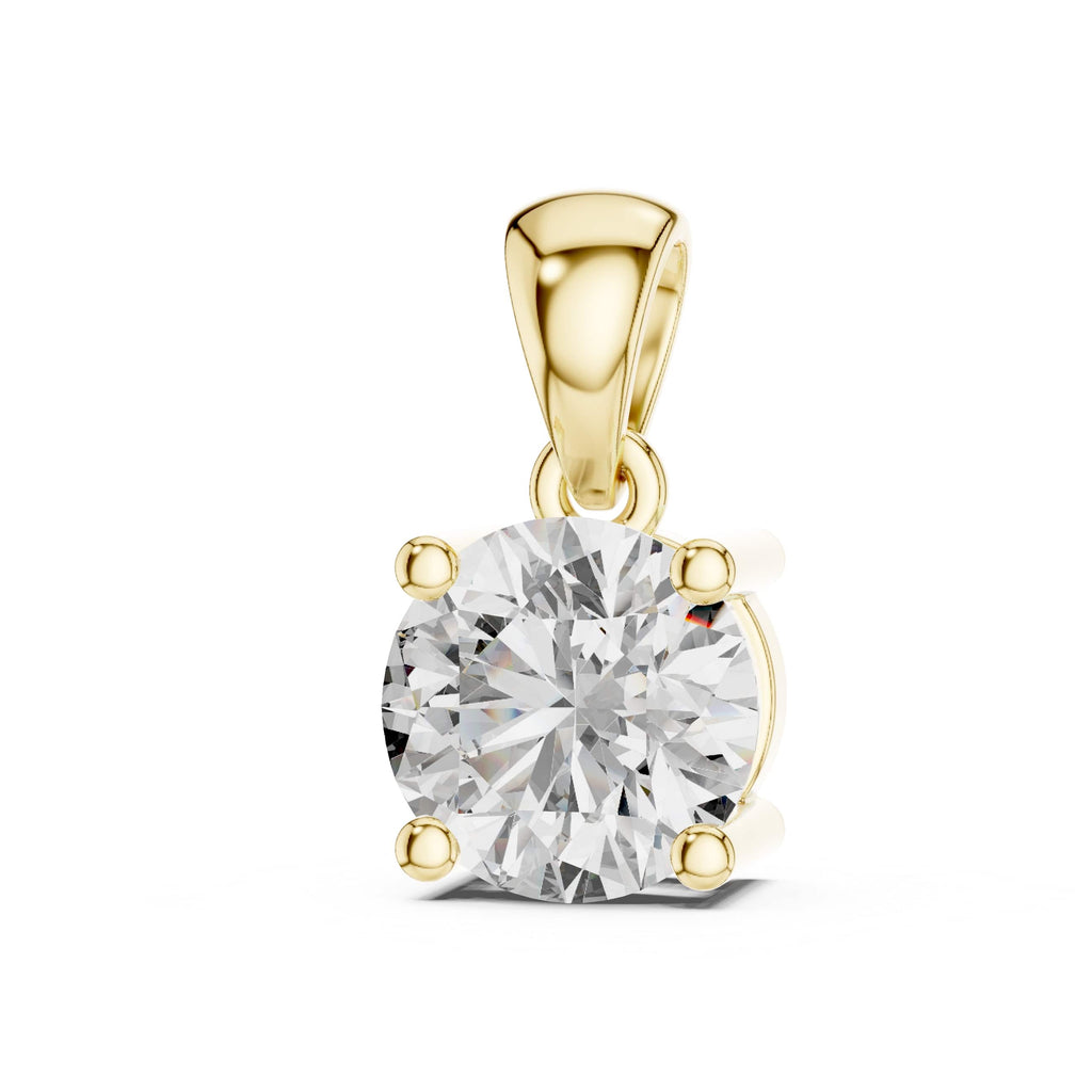 Minimalist Round Solitaire Pendant - 1.00 CT • 6.6mm Stone • Classic Four-Prong Charm for Everyday Elegance