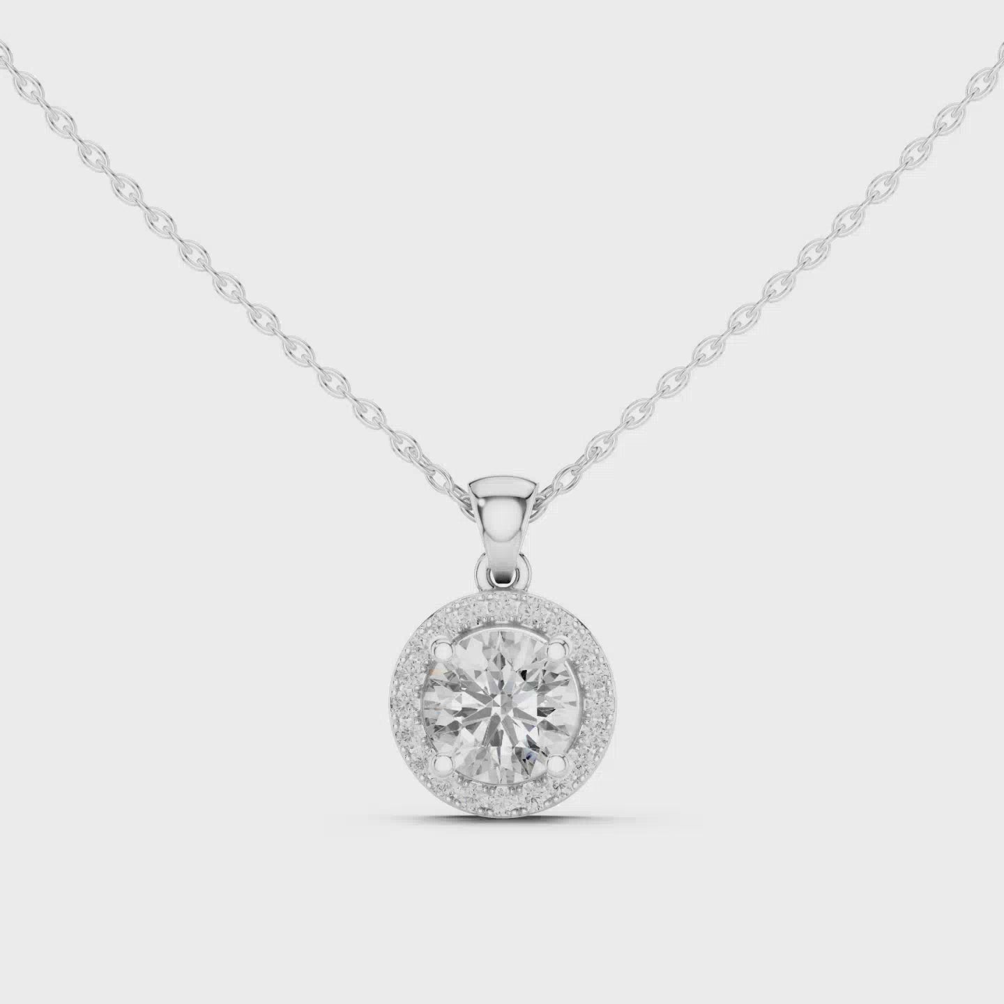Elegant Round Halo Pendant - 1.00 CT Center + 0.20 CT Accent Stones | Classic Brilliant Necklace Charm for Everyday Sophistication