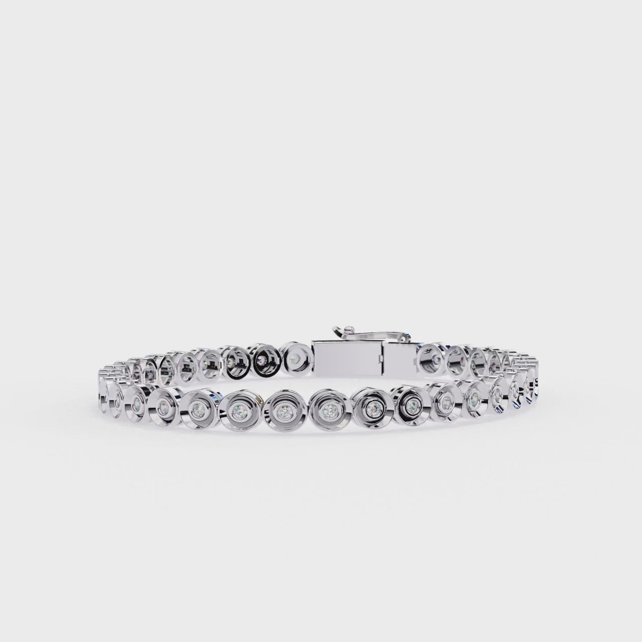 Minimalist Bezel Diamond Tennis Bracelet • Round Cut Station Bracelet • Modern Everyday Luxury • 10K / 14K Gold or Sterling Silver