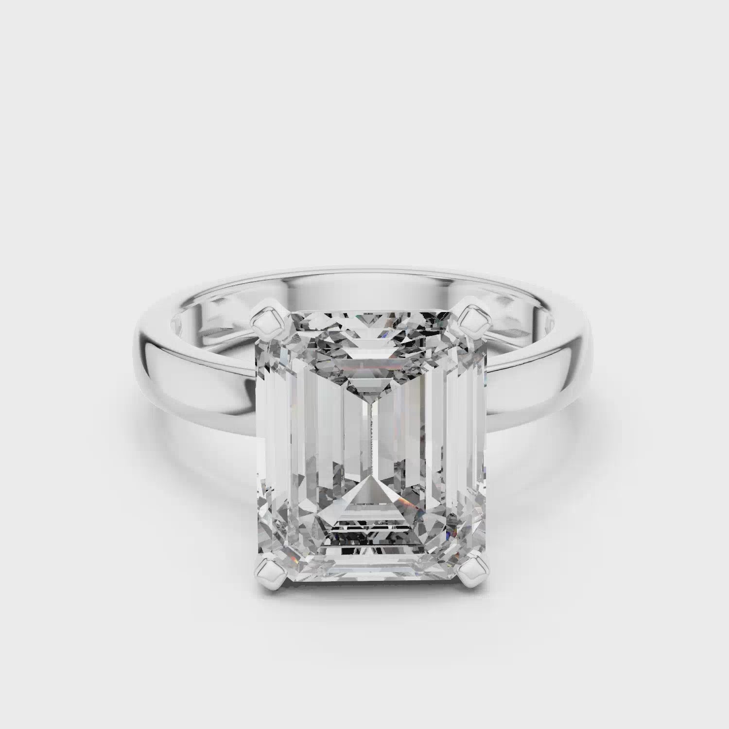 Emerald-Cut Moissanite Engagement Ring - 2.0 CT D/VVS Solitaire • Minimalist Four-Prong Setting in 10K/14K Gold or Silver