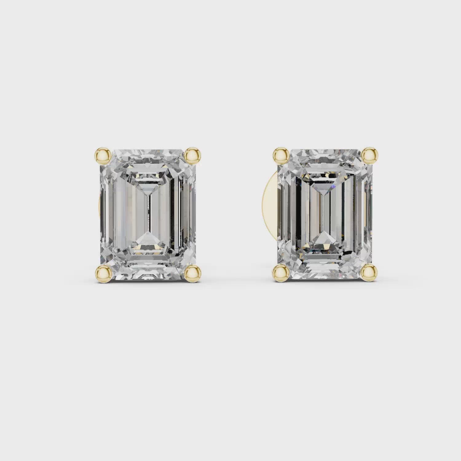 Emerald-Cut Solitaire Stud Earrings - 1.25 CT Each | 7.5×5.5mm Minimalist Rectangle Studs for Everyday Elegance