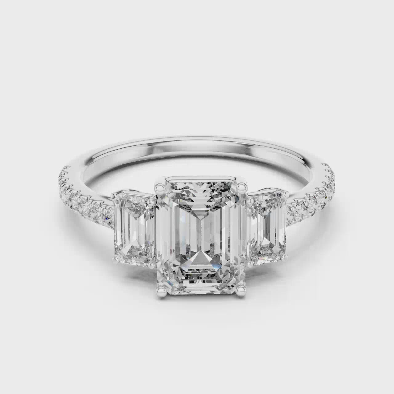The Elisora Aurora Solitaire Pavé Engagement Ring - 1.10 CT Round Brilliant Cathedral Ring with Pavé Band in 10K/14K Gold or Silver | The Elisora Jewels