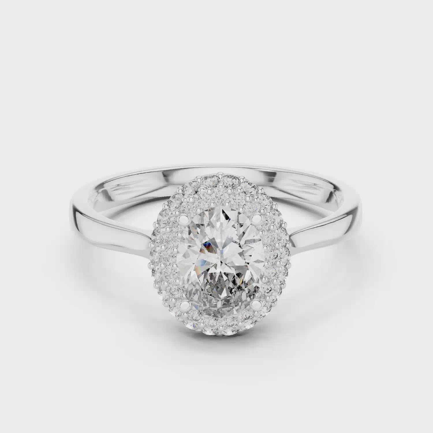 Elisora Classic Oval Halo Engagement Ring | Moissanite or Lab Diamond | 10K/14K Gold or Silver | Micro Pavé Halo Oval Ring