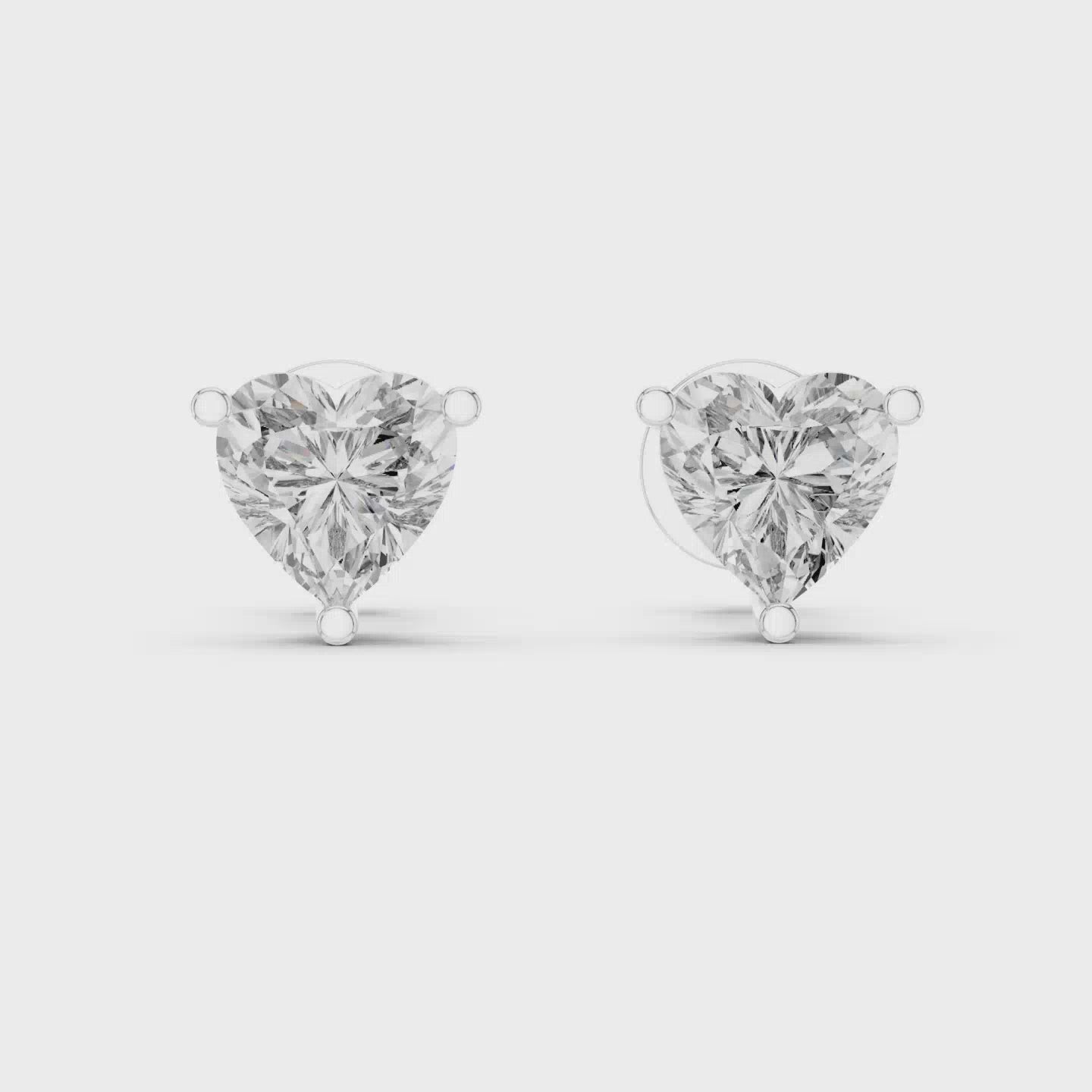 Heart-Shaped Solitaire Stud Earrings - 0.75 CT Each | Dainty Prong-Set Heart Studs for Everyday Elegance