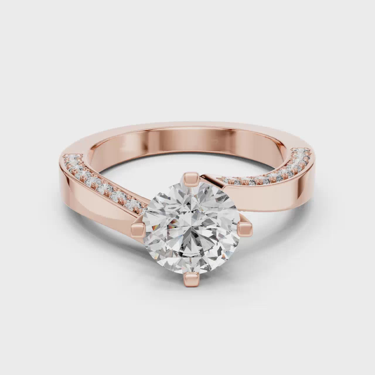 The Elisora Aurora Pavé Solitaire - 1.50 CT Round Brilliant Engagement Ring with Classic Pavé Band in 10K/14K Gold or Silver | The Elisora Jewels