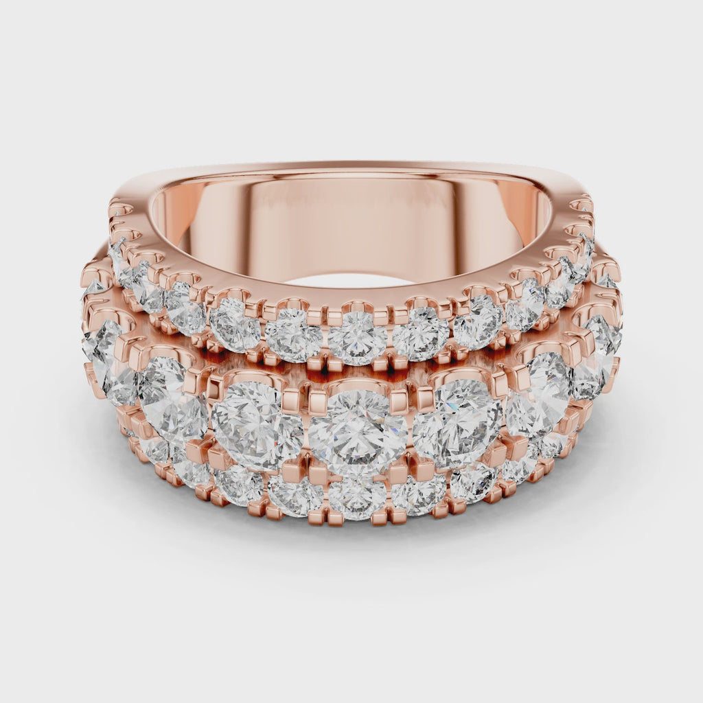 Triple-Row Moissanite Eternity Band | 2.70 CT Center + 1.56 CT Pavé | Wide Dome Luxury Ring for Wedding or Anniversary