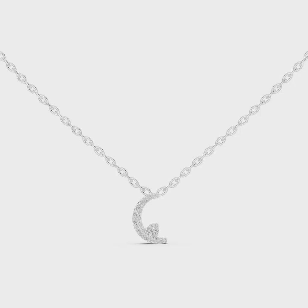 Crescent Moon Diamond Pendant with Micro-Pavé Detailing - 0.205 CT Celestial Minimalist Necklace | The Elisora Jewels
