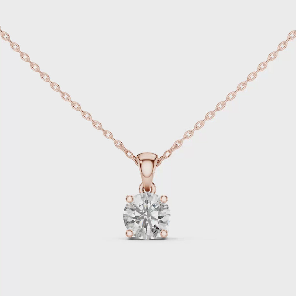 Minimalist Round Solitaire Pendant - 1.00 CT • 6.6mm Stone • Classic Four-Prong Charm for Everyday Elegance